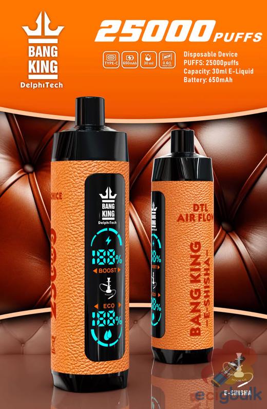 leather disposable vape Bang King 25000 Puffs Leather Vape - Rechargeable Disposable with Smart  Screen